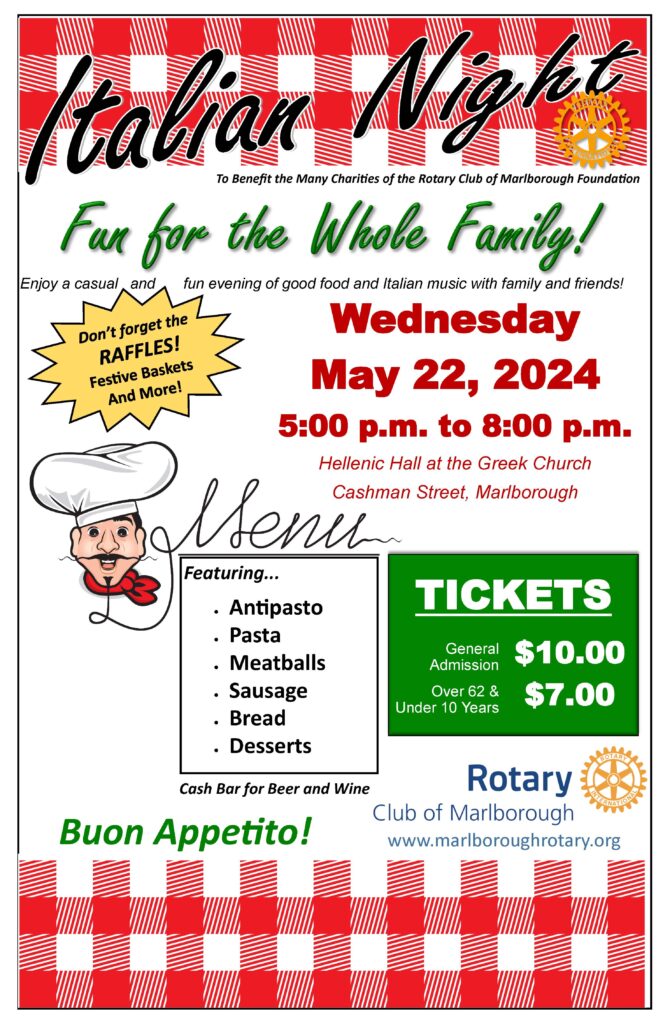 Rotary Club of Marlborough Italian Night 05/22/2024